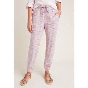 Anthropologie Orana Printed Pockets Joggers Pants In Pink Snakeskin Size Small